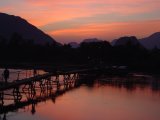 Sonnenuntergang in Vang Vieng von unserem Hotel direkt am Mekong