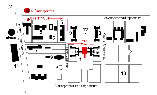 Kampuskarte von der Moskauer Staatlichen Universität MGU